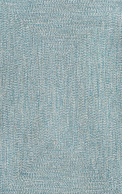 nuLOOM 3' x 5' Solid Hand Braided Indoor/Outdoor Area Rug, Pet-Friendly, High Traffic, Weather Resistant, for Patio, Balcony, Bedroom, Living Room, Dining Room, Wynn Aqua