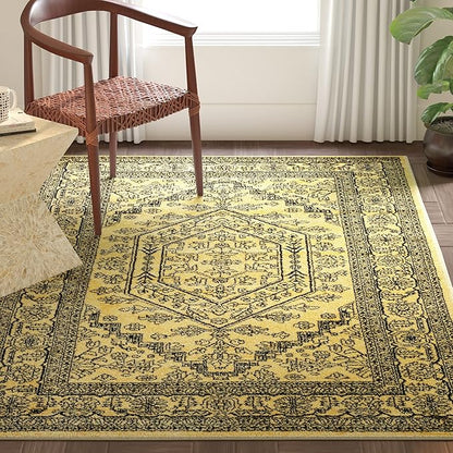 SAFAVIEH Adirondack Collection Accent Rug - 4' x 6', Gold & Black, Oriental Medallion Design, Non-Shedding & Easy Care, Ideal for High Traffic Areas in Entryway, Living Room, Bedroom (ADR108H)