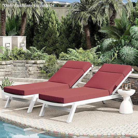 Chaise Lounge Cushion for Outdoor Furniture, Waterproof Fade and Tear Resistant Lounge Deck Chair Cushions for Patio Lawn Pool Resort Hotel