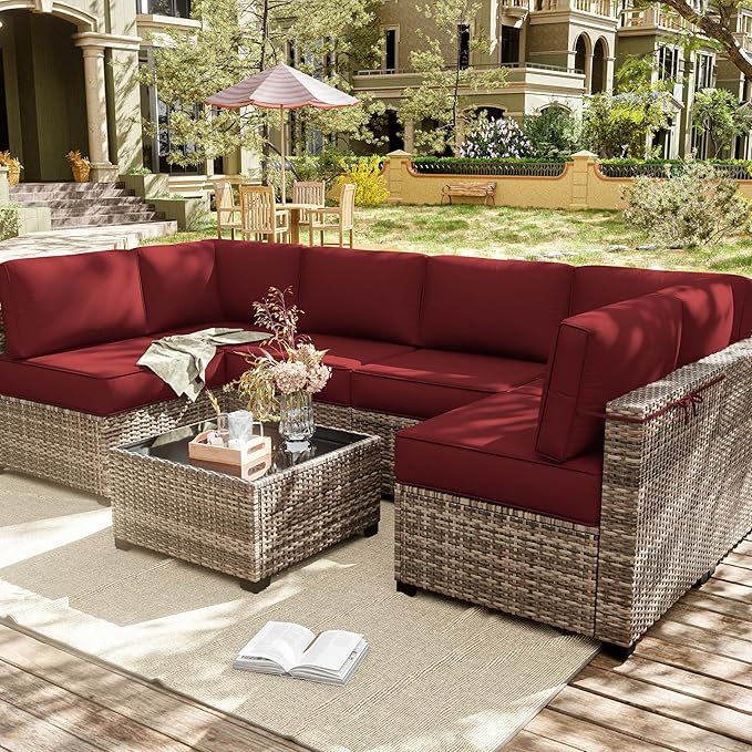 14 Pcs Outdoor Cushion Slipcovers Outdoor Patio Cushion Covers Replacement Waterproof with Zipper for Outdoor Furniture, Patio Sofa Couch 3 Sizes, Covers Only