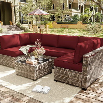 14 Pcs Outdoor Cushion Slipcovers Outdoor Patio Cushion Covers Replacement Waterproof with Zipper for Outdoor Furniture, Patio Sofa Couch 3 Sizes, Covers Only