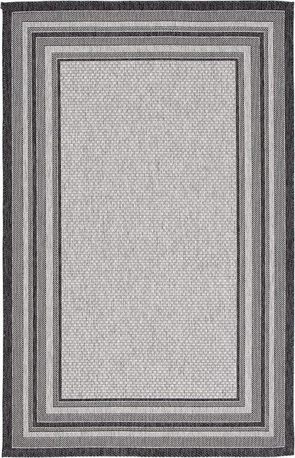 SAFAVIEH Courtyard Collection 6'7" x 9'6" Light Grey/Black CY8475 Indoor-Outdoor Waterproof Easy-Cleaning Patio Backyard Mudroom Area-Rug
