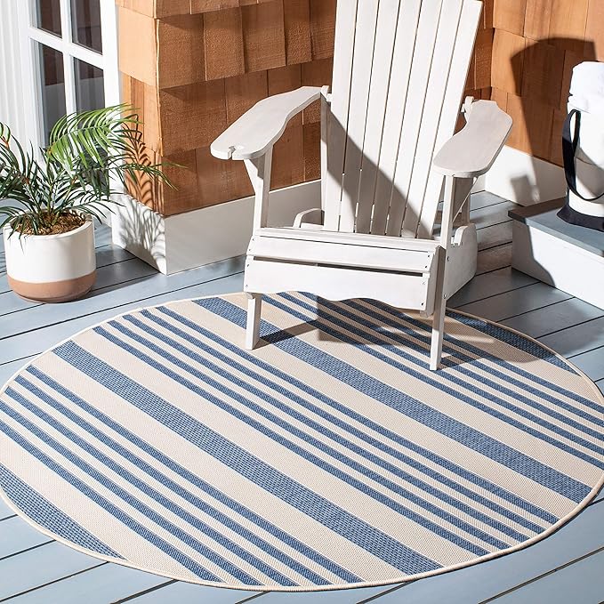 SAFAVIEH Washable Rug Outdoor Courtyard Collection - 6'7" Square, Beige & Sweet Pea, Non-Shedding & Easy Cleaning, Ideal for Patio, Backyard, Mudroom (CY6062-218)