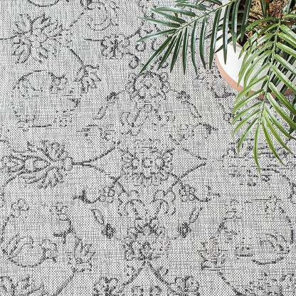 SAFAVIEH Courtyard Collection 2'7" x 5' Grey/Black CY8680 Indoor/ Outside Waterproof Easy cleansingPatio Backyard Mudroom Area Mat