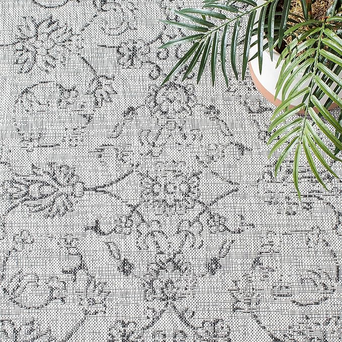 SAFAVIEH Courtyard Collection 8' x 10' Grey/Black CY8680 Indoor/ Outside Waterproof Easy cleansingPatio Backyard Mudroom Area Mat