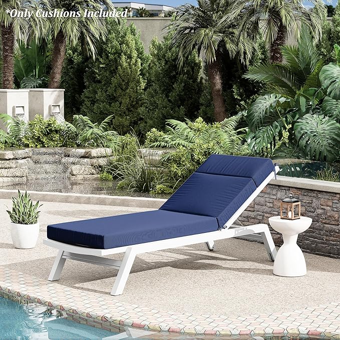 Chaise Lounge Cushion for Outdoor Furniture, Waterproof Fade and Tear Resistant Lounge Deck Chair Cushions for Patio Lawn Pool Resort Hotel