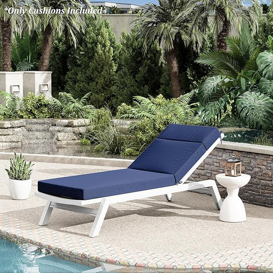 Chaise Lounge Cushion for Outdoor Furniture, Waterproof Fade and Tear Resistant Lounge Deck Chair Cushions for Patio Lawn Pool Resort Hotel