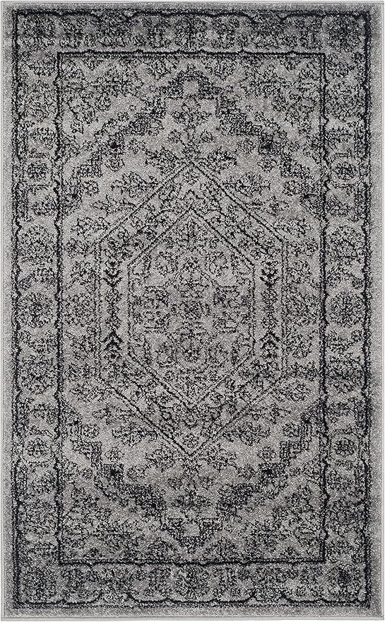 SAFAVIEH Adirondack Collection Accent Rug - 3' x 5', Silver & Black, Oriental Medallion Design, Non-Shedding & Easy Care, Ideal for High Traffic Areas in Entryway, Living Room, Bedroom (ADR108A)