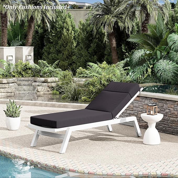 Chaise Lounge Cushion for Outdoor Furniture, Waterproof Fade and Tear Resistant Lounge Deck Chair Cushions for Patio Lawn Pool Resort Hotel
