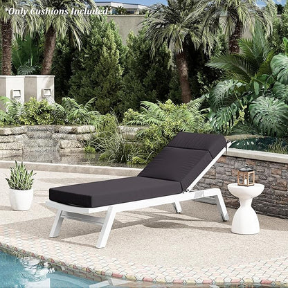 Chaise Lounge Cushion for Outdoor Furniture, Waterproof Fade and Tear Resistant Lounge Deck Chair Cushions for Patio Lawn Pool Resort Hotel