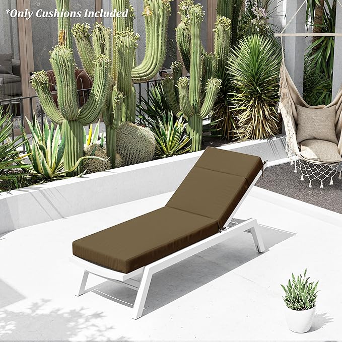 Chaise Lounge Cushion for Outdoor Furniture, Waterproof Fade and Tear Resistant Lounge Deck Chair Cushions for Patio Lawn Pool Resort Hotel