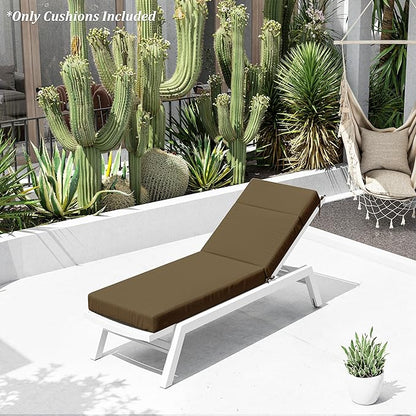 Chaise Lounge Cushion for Outdoor Furniture, Waterproof Fade and Tear Resistant Lounge Deck Chair Cushions for Patio Lawn Pool Resort Hotel