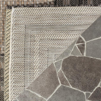 SAFAVIEH Courtyard Collection 9' x 12' Natural / Black CY8475 Indoor/ Outdoor Waterproof Easy-Cleaning Patio Backyard Mudroom Area-Rug