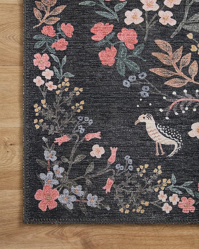 Loloi Rifle Paper Co. Maison Collection MAO-04 Tuileries Black 8'-4" x 11'-6", .19" Pile Height, Area Rug