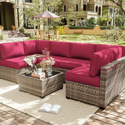 14 Pcs Outdoor Cushion Slipcovers Patio Cushion Covers Replacement Waterproof with Zipper for Outdoor Furniture, Patio Sofa Couch 3 Sizes, Covers Only
