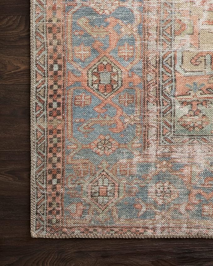 Loloi Loren Collection LQ-15 Terracotta/Sky 3'-6" x 5'-6" Accent Rug