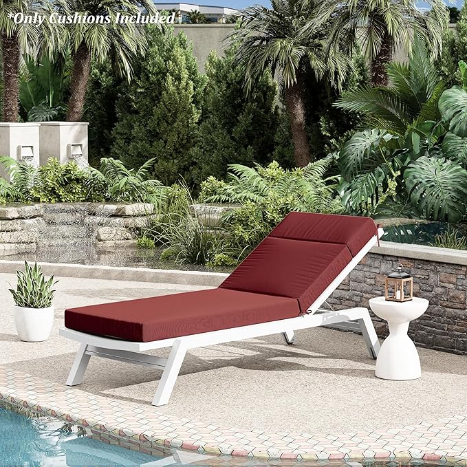 Chaise Lounge Cushion for Outdoor Furniture, Waterproof Fade and Tear Resistant Lounge Deck Chair Cushions for Patio Lawn Pool Resort Hotel