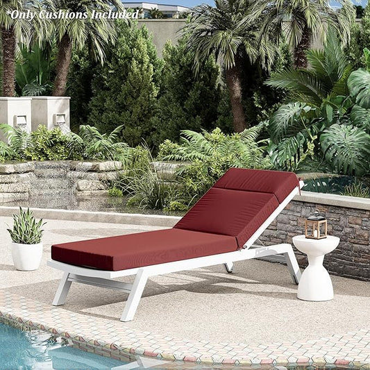 Chaise Lounge Cushion for Outdoor Furniture, Waterproof Fade and Tear Resistant Lounge Deck Chair Cushions for Patio Lawn Pool Resort Hotel
