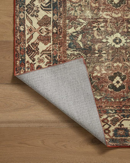 Loloi Magnolia Home by Joanna Gaines Banks Collection BAN-04 Brick/Ivory 3'-6" x 5'-6" .13" Pile Height, Machine Washable, Accent Rug