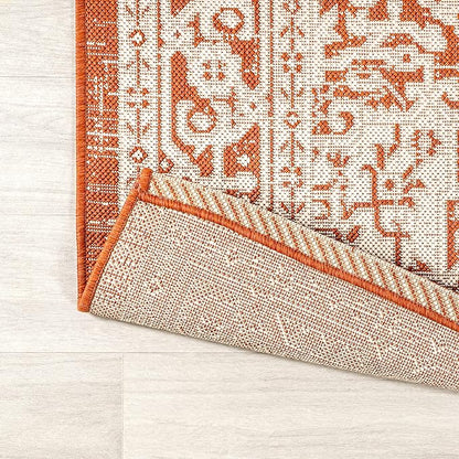 JONATHAN Y Medallion Weave Indoor Outdoor Area Rug 4X6 Orange/Cream, Sinjuri Textured for Backyard, Patio, Porch, Easy-Cleaning, High Traffic, Pet-Friendly, Non-Shedding (SMB101F-4)