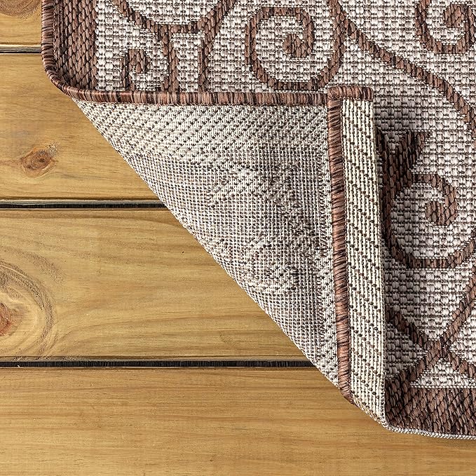 JONATHAN Y Vintage Filigree Indoor Outdoor Runner Rug 2X10 Taupe/Espresso, Madrid Textured Weave for Backyard, Patio, Porch, Easy-Cleaning, High Traffic, Pet-Friendly, Non-Shedding (SMB107C-210)