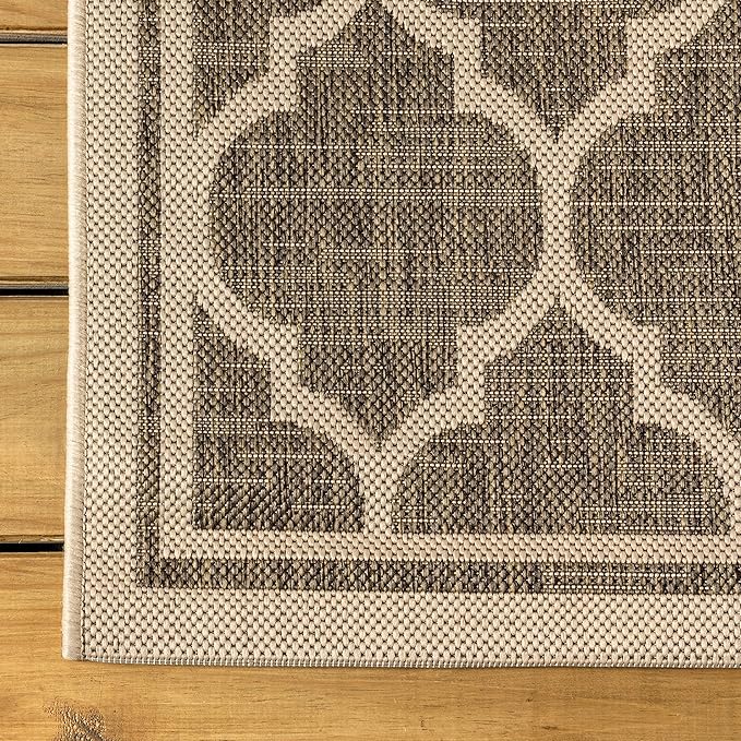 JONATHAN Y Moroccan Trellis Indoor Outdoor Runner Rug 2X10 Brown/Beige, Trebol Textured Weave for Backyard, Patio, Porch, Easy-Cleaning, High Traffic, Pet-Friendly, Non-Shedding (SMB109A-210)