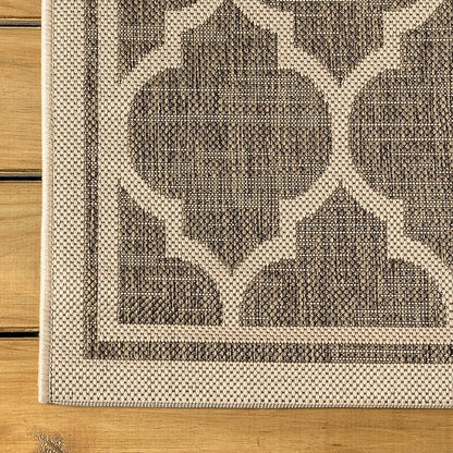 JONATHAN Y Moroccan Trellis Indoor Outdoor Runner Rug 2X10 Brown/Beige, Trebol Textured Weave for Backyard, Patio, Porch, Easy-Cleaning, High Traffic, Pet-Friendly, Non-Shedding (SMB109A-210)
