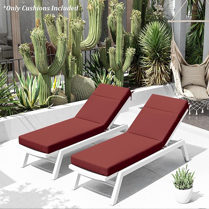 Chaise Lounge Cushion for Outdoor Furniture, Waterproof Fade and Tear Resistant Lounge Deck Chair Cushions for Patio Lawn Pool Resort Hotel
