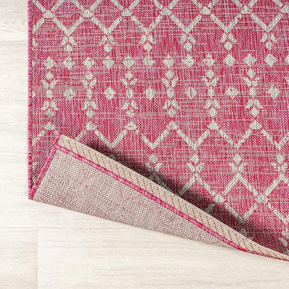 JONATHAN Y Moroccan Geometric Indoor Outdoor Runner Rug 2X10 Fuchsia/Light Gray, Ourika Textured Weave for Backyard, Patio, Porch, Easy-Cleaning, Pet-Friendly, Non-Shedding (SMB108Q-210)