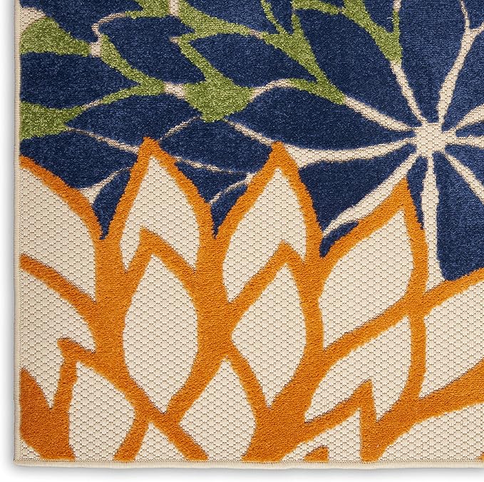 Nourison Aloha Indoor/Outdoor Multicolor 2'3'' x 8' Area--Rug, Tropical, Botanical, Easy--Cleaning, Non Shedding, Bed Room, Living Room, Dining Room, Deck, Backyard, Patio (2x8)