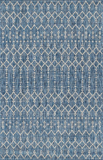 JONATHAN Y Moroccan Geometric Indoor Outdoor Area Rug 6X9 Navy/Light Gray, Ourika Textured Weave for Backyard, Patio, Porch, Easy-Cleaning, High Traffic, Pet-Friendly, Non-Shedding (SMB108B-6)