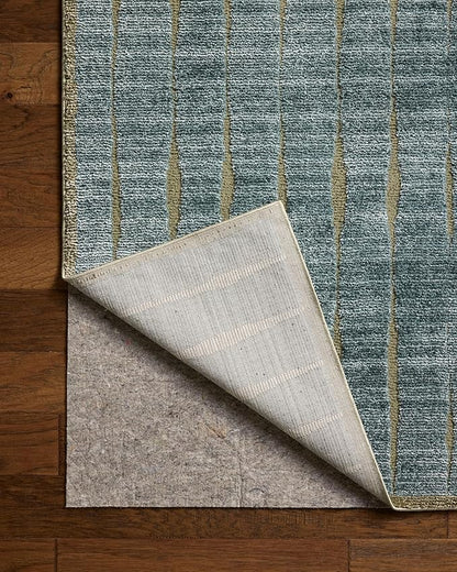 Loloi Chris Loves Julia Calvin Collection CLV-02 Ocean/Olive 2'-7" x 7'-6" Runner Rug Checkered Neutral Soft Living Room Bedroom Carpet