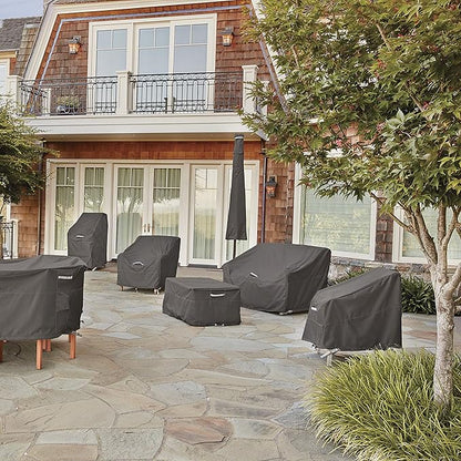 Classic Accessories Ravenna Water-Resistant 128 Inch Rectangular/Oval Patio Table & Chair Set Cover, Outdoor Table Cover