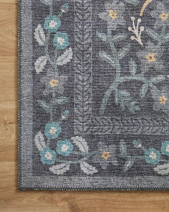 Loloi Rifle Paper Co. Maison Collection MAO-01 Nightingale Black 2'-6" x 12'-0", .19" Pile Height, Runner Rug