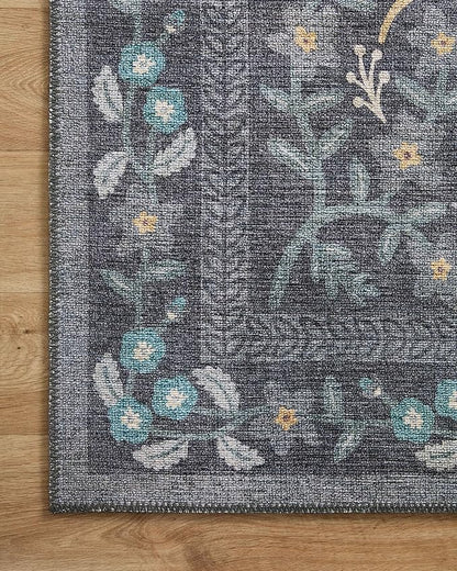 Loloi Rifle Paper Co. Maison Collection MAO-01 Nightingale Black 2'-6" x 12'-0", .19" Pile Height, Runner Rug