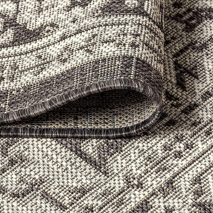 JONATHAN Y Medallion Weave Indoor Outdoor Runner Rug 2X10 Gray/Black, Sinjuri Textured for Backyard, Patio, Porch, Easy-Cleaning, High Traffic, Pet-Friendly, Non-Shedding (SMB101D-210)