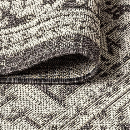 JONATHAN Y Medallion Weave Indoor Outdoor Runner Rug 2X10 Gray/Black, Sinjuri Textured for Backyard, Patio, Porch, Easy-Cleaning, High Traffic, Pet-Friendly, Non-Shedding (SMB101D-210)