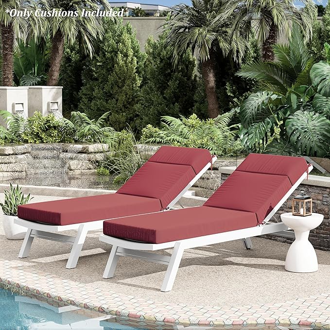 Chaise Lounge Cushion for Outdoor Furniture, Waterproof Fade and Tear Resistant Lounge Deck Chair Cushions for Patio Lawn Pool Resort Hotel