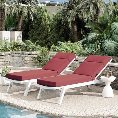 Chaise Lounge Cushion for Outdoor Furniture, Waterproof Fade and Tear Resistant Lounge Deck Chair Cushions for Patio Lawn Pool Resort Hotel