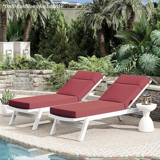 Chaise Lounge Cushion for Outdoor Furniture, Waterproof Fade and Tear Resistant Lounge Deck Chair Cushions for Patio Lawn Pool Resort Hotel