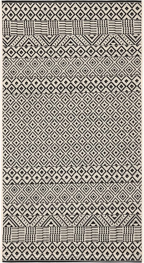 SAFAVIEH Washable Rug Outdoor Courtyard Collection - 2' x 3'7", Beige & Black, Non-Shedding & Easy Cleaning, Ideal for Patio, Front Door, Entryway, Doormat (CY6235-25612)