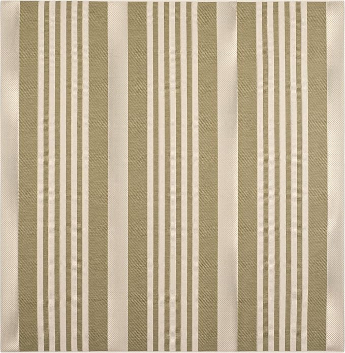 SAFAVIEH Washable Rug Outdoor Courtyard Collection - 4' Square, Green & Beige, Non-Shedding & Easy Cleaning, Ideal for Patio, Backyard, Mudroom (CY6062-244)