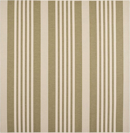 SAFAVIEH Washable Rug Outdoor Courtyard Collection - 7'10" Square, Green & Beige, Non-Shedding & Easy Cleaning, Ideal for Patio, Backyard, Mudroom (CY6062-244)