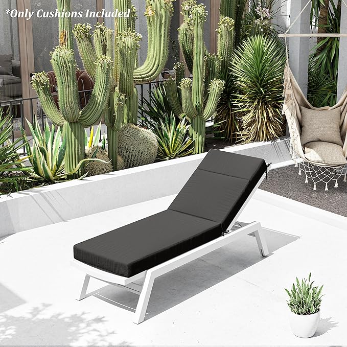 Chaise Lounge Cushion for Outdoor Furniture, Waterproof Fade and Tear Resistant Lounge Deck Chair Cushions for Patio Lawn Pool Resort Hotel