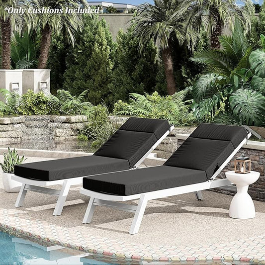 Chaise Lounge Cushion for Outdoor Furniture, Waterproof Fade and Tear Resistant Lounge Deck Chair Cushions for Patio Lawn Pool Resort Hotel