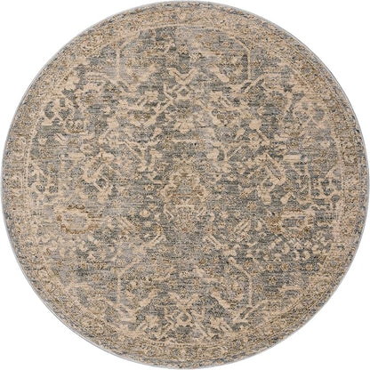 Loloi Magnolia Home by Joanna Gaines Junie Collection JUE-01 Blue/Natural 9'-6" x 9'-6", .38" Pile Height, Round Area Rug