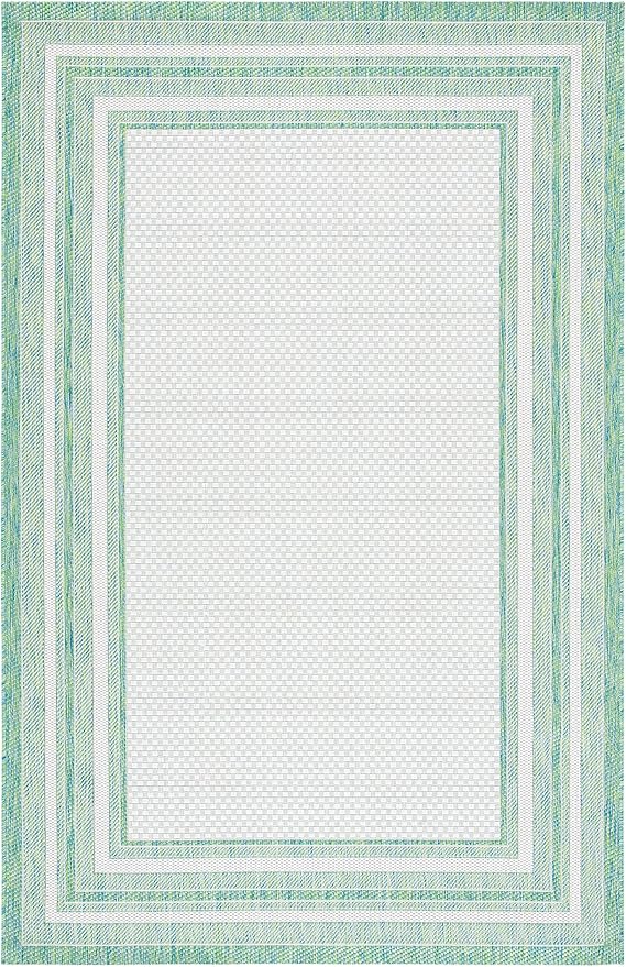 SAFAVIEH Courtyard Collection 6'7" x 9'6" Ivory/Green CY8475 Indoor/ Outside Waterproof Easy cleansingPatio Backyard Mudroom Area Mat