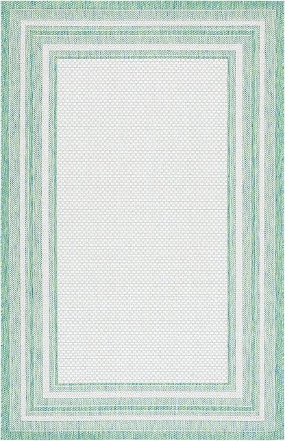 SAFAVIEH Courtyard Collection 6'7" x 9'6" Ivory/Green CY8475 Indoor/ Outside Waterproof Easy cleansingPatio Backyard Mudroom Area Mat