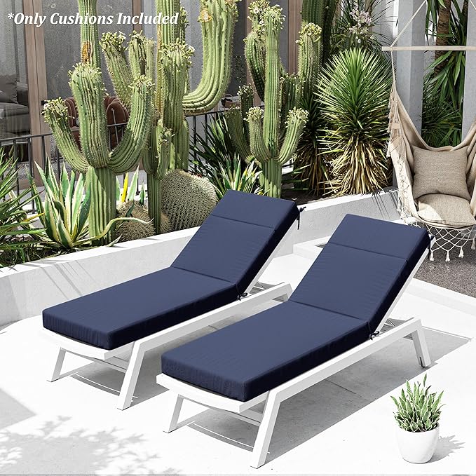 Chaise Lounge Cushion for Outdoor Furniture, Waterproof Fade and Tear Resistant Lounge Deck Chair Cushions for Patio Lawn Pool Resort Hotel