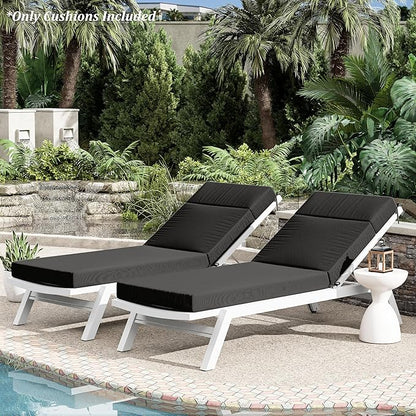Chaise Lounge Cushion for Outdoor Furniture, Waterproof Fade and Tear Resistant Lounge Deck Chair Cushions for Patio Lawn Pool Resort Hotel